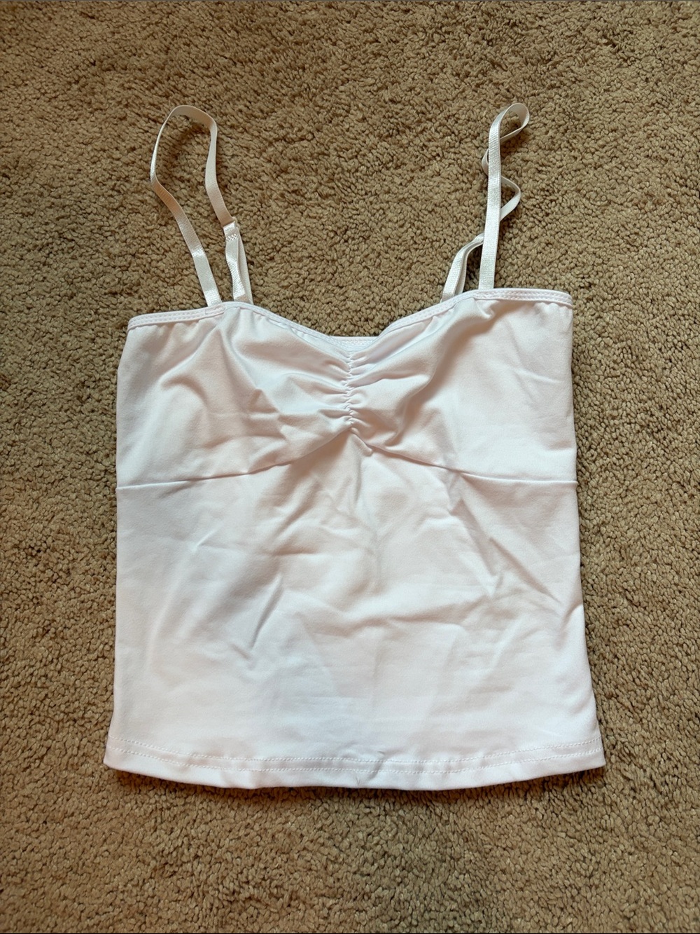 SHEIN White Ruched Front Spaghetti Strap Tank